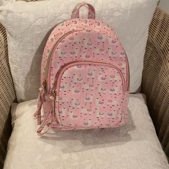 Under One Sky Pink Llama Small 2 Pocket Backpack🩷 - Picture 1 of 7